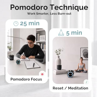 KADAMS Pomodoro Timer Cube, Visual Timer for Kids, Productivity Desk Timer - color: Black