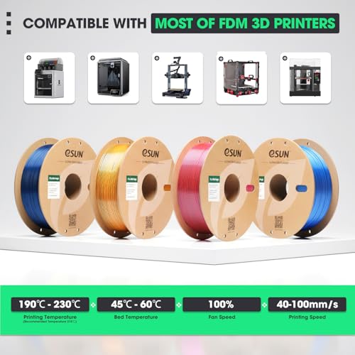 eSUN Silk PLA 3D Printer Filament 1.75mm Red Gold Dual Color Filament - color: Red Gold