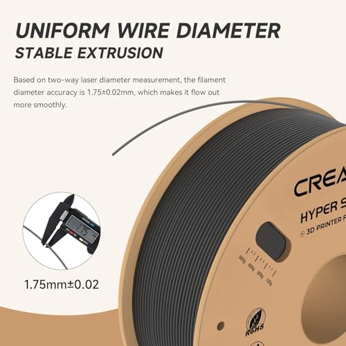 Official CREALITY Hyper PLA Filament 1.75mm, High Speed PLA 30-600mm/s Rapid 3D Printer Filament, Dimensional Accuracy +/-0.02mm, Fit Most FDM 3D Printers, 1KG(2.2lbs) Spool Black - color: Black