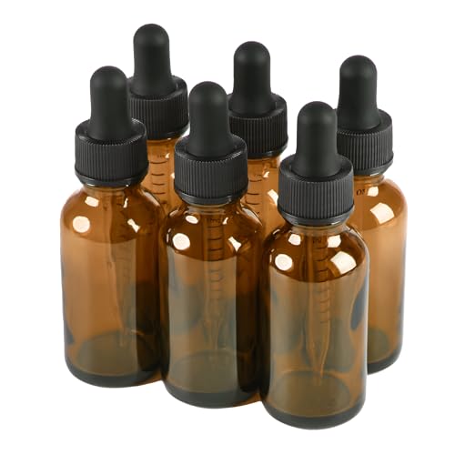NOOEEISS 6 Pcs 1oz Amber Glass Eye Dropper Bottle, Tincture Bottles With Leak-Proof Design, Stronger Suction for All Kinds of Mixed Liquids - color: Amber, size: 1oz-6Pack