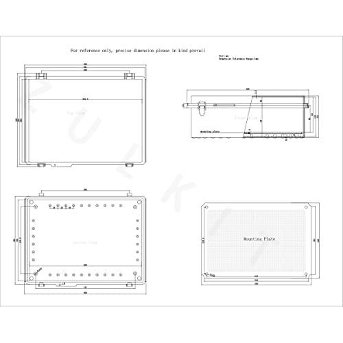 Zulkit Junction Box,IP67 Waterproof Electrical Box Hinged Clear Cover Stainless Steel Buckle Plastic Enclosure for Project w Mounting Plate Wall Bracket and 2 Cable Gland 15"x11"x5.1"/380x280x130mm - color: Clear Cover, size: 15"x11"x5.1"