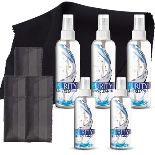 Purity Eyeglass Cleaner Mega Pack - 2x2oz & 3x8oz Lens Spray Bottles - style: 10 Piece Set - 3 (8oz + 2 (2oz Lens Spray)) + 5 (Microfiber Cloth)