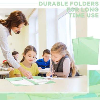 Henoyso 36 Pcs Plastic Folder with Clear Front Pocket, Light Green - color: Light Green