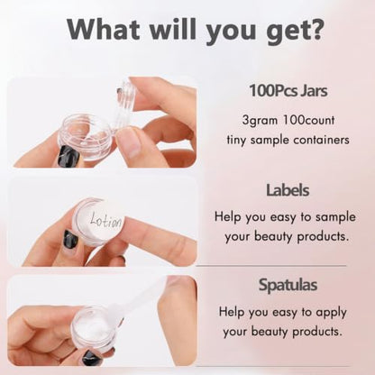 3 Gram Sample Containers 100 Count Empty Lip Balm Containers with Labels - color: Clear