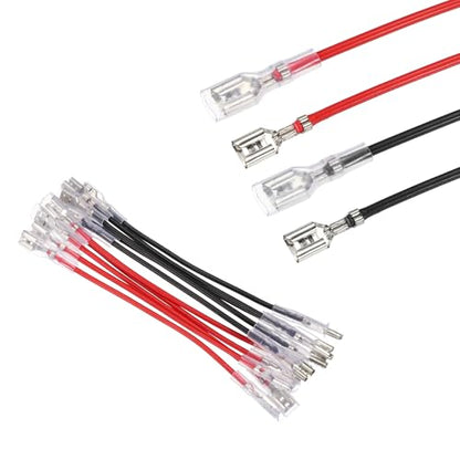 MECCANIXITY 10pcs Double Head Female Spade Crimp Terminal 4.8mm 10cm Wires - size: 4.8mm, 10cm L