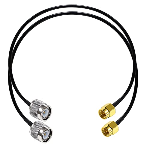 TUOLNK SMA to TNC Cable RG58 SMA Male Plug to TNC Male Low Loss Extension 20inch (50cm) RF Coax Adapter Cable 50 ohm for Wireless LAN Devices 2Pcs - size: 1.64ft-2pcs
