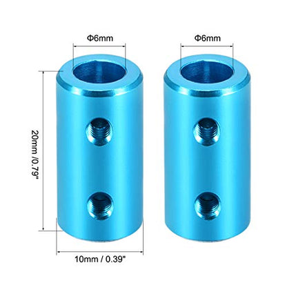 6mm to 6mm Bore Rigid Coupling Set Screw L20XD10 Aluminum Alloy,Shaft Coupler Connector,Motor Accessories,Light Blue