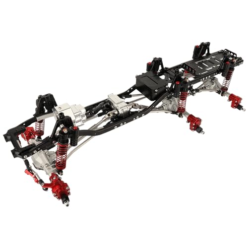 Metal 6x6 RC Car Chassis Frame with Front Middle Rear Axles Prefixal Gearbox for Axial SCX10 II 90046 90047 1/10 RC Crawler Car Parts,Thickened Battery Tray (Silver)
