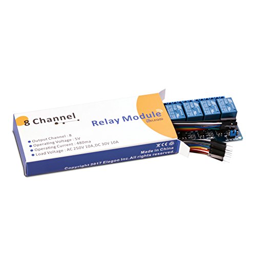 ELEGOO 8 Channel DC 5V Relay Module with Optocoupler for Arduino Projects - size: 8 Channel