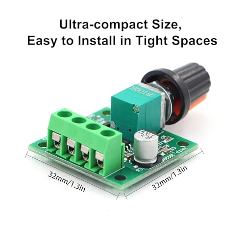 RioRand Ver.2.0 Premium PWM DC Motor Speed Controller 1803BK | 1.8V-12V Max 15V 2A with Self-Recovery Fuse & On/Off Switch for DIY Electronics Low Voltage LED Dimming 2PCS