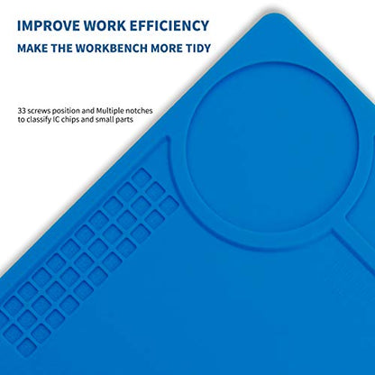 Hengtianmei Heat Insulation Silicone Repair Mat with Scale Ruler and Screw Position for Soldering Iron, Phone and Computer Repair Size: 14 x 10 Inches (H-201) - size: H-201