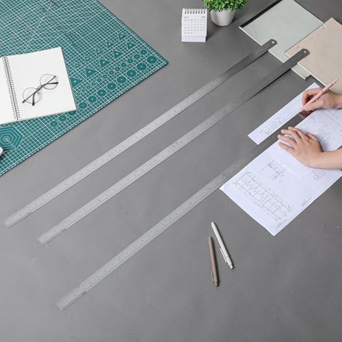 EBOOT 3 Pack 40inch Metal Rulers, Imperial Metric - size: 40inch