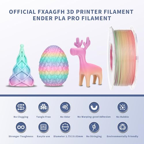 Rainbow 3D PLA Printer Filament 1.75 mm, Matte 3 D PLA Printing Print Filament +/-0.03mm, 1kg/2.2lbs - color: Matte Rainbow