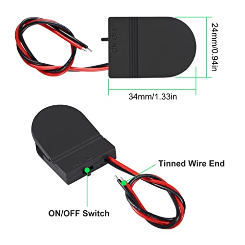 Alinan 5pcs Button Battery Holder Coin Cell Battery Holder with Switch CR2032 1 X 3V Battery Holder Battery Storage Boxes Cover with Wires On ON-Off Switch Socket Container (Black) - color: Black