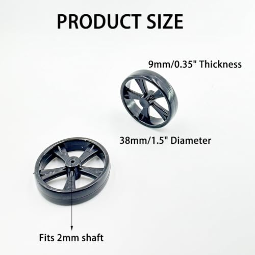 8PCS Model Toy Car Wheel RC Car Wheel Tire with 2mm Dia Shaft for RC Car Truck Robot DIY Model Toy Building Parts (2x38mm Black) - style: 2x38mm Black