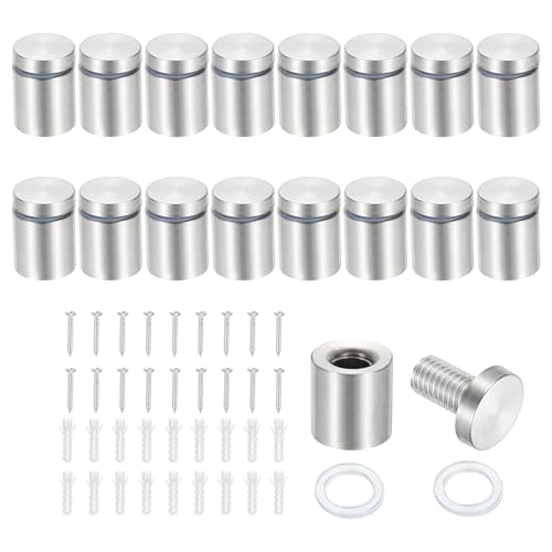 PATIKIL 3/4x1" Standoff Screws, 16 Pack Stainless Steel Stand Off Wall Mounts Wall Sign Mounting Hardware Advertising Standoff Nail for Hanging Acrylic Signs Picture Frame, Silver - size: 3/4x1"