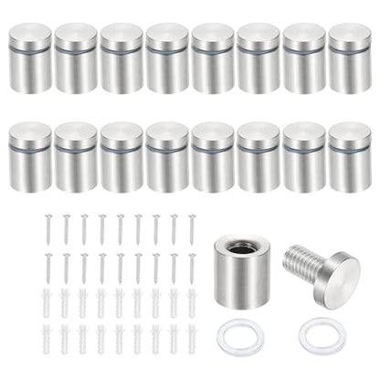 PATIKIL 3/4x1" Standoff Screws, 16 Pack Stainless Steel Stand Off Wall Mounts Wall Sign Mounting Hardware Advertising Standoff Nail for Hanging Acrylic Signs Picture Frame, Silver - size: 3/4x1"