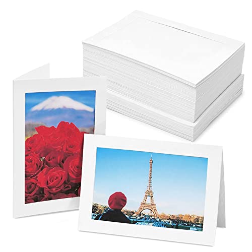 Best Paper Greetings 48 Pack Photo Frame Cards 4 x 6 inch with Matching Envelopes, Blank Paper Picture Holder Cards for DIY Birthday & Anniversary Photo Greetings