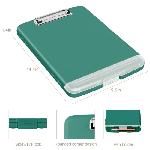 Piasoenc Clipboard with Storage, 8.5 x 11 Clip Board with Pen Holder, Green - color: Dark Green