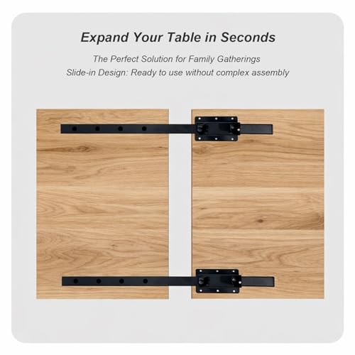 Heavy Duty Table Extension Brackets (Set of 2), 26" Steel Support Rails for DIY Dining Table Leaf, Matte Black Steel Hardware for Extending Solid Wood Dining Tables - size: 26 Inch (2-Pack)