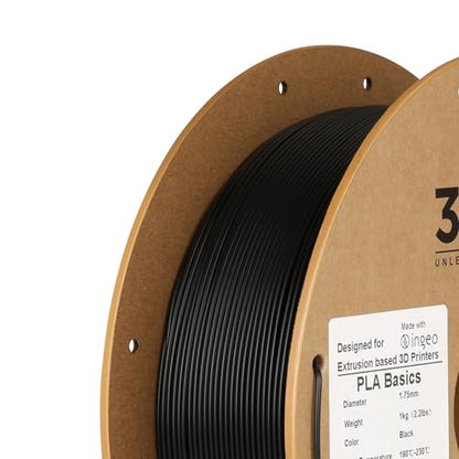 Inland PLA Basics Filament 1.75mm, 1kg Spool – Dimensional Accuracy ±0.02mm, Neatly Wound, Fits Most FDM 3D Printers (Black, 2 Pack) - color: 2kg Black