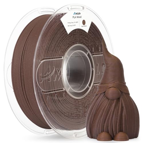 AMOLEN Wood PLA 3D Printer Filament 1.75mm Black Walnut 15% Wood Fiber 1KG - color: Black Walnut