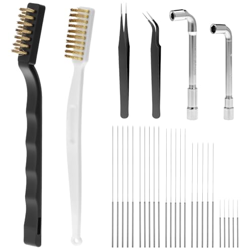 QWORK 26Pcs 3D Printer Nozzle Maintenance Kit - Wrenches, Pins & Brushes