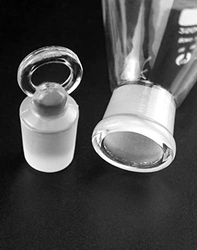 QWORK Borosilicate 3.3 Glass Erlenmeyer Flask Set (50, 100 and 250ml), 3 x Graduated Conical Flask with Glass Stopper for Lab, Experiment, Chemistry - color: 1 Set