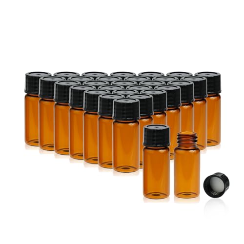 PEKYBIO 20PCS 10ML Amber Small Liquid Sample Glass Vials with Screw Caps - size: 22*52mm 10ml Vial