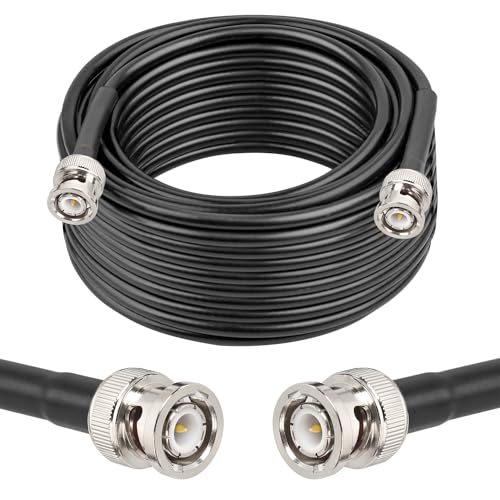 MOOKEERF BNC Male to BNC Male Coax Cable 40ft, 50 Ohm RG58 Coaxial Cable with BNC Connectors, Black - size: 40FT