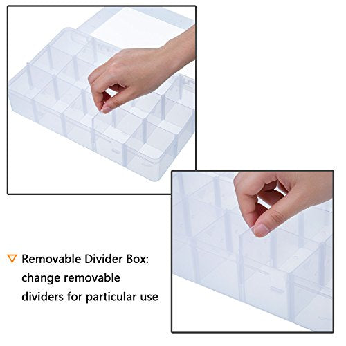 Outus 15 Grid Washi Tape Organizer Adjustable Clear Plastic Storage Box