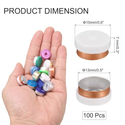 uxcell 13mm Flip Off Caps, 100PCS Burr-Free Flip Off Top Caps Seals Flip Off Aluminum Plastic Vial Flip Off Seals Caps Cover for Glass Vial Freeze-Dried Bottles, White/Gold - color: White/Gold, size: 13mm
