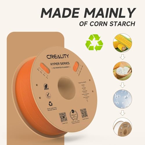 Official CREALITY Hyper PLA Filament 1.75mm, High Speed PLA 30-600mm/s Rapid 3D Printer Filament, Dimensional Accuracy +/-0.02mm, Stronger Toughness, Fit Most FDM 3D Printers，1KG(2.2lbs) Spool Orange - color: Orange