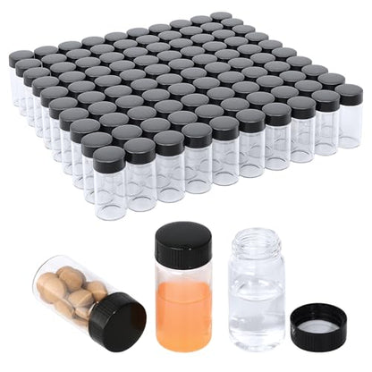 20ml 100pcs Small Clear Glass Vials with Screw Cap Liquid Vials - size: 20ml 100pcs