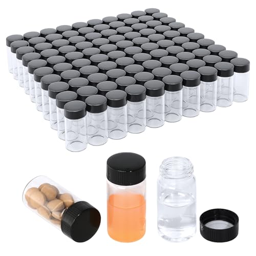 20ml 100pcs Small Clear Glass Vials with Screw Cap Liquid Vials - size: 20ml 100pcs