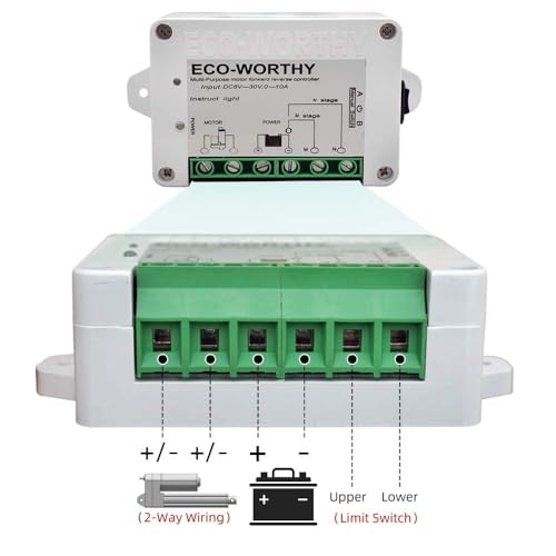 ECO-WORTHY Forward Reverse DC Motor Controller Kit (8V-35V) - 12V/24V Wireless Remote Relay Module for Linear Actuator, Solar Tracker, Industrial Automation & Smart Home DIY