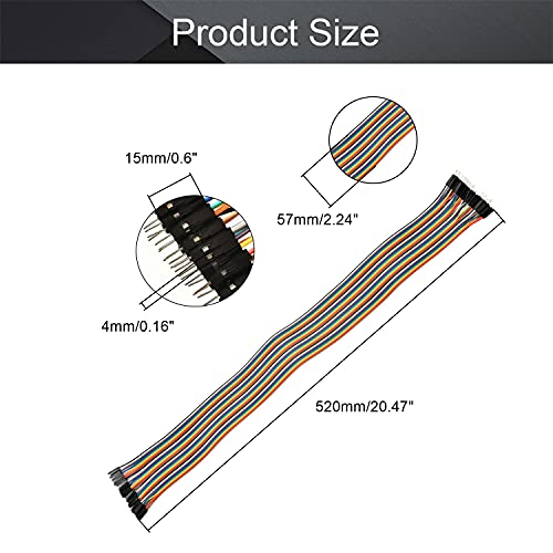 Fielect Male to Female Dupont Jumper Wires 40P Breadboard Jumper Wires Colorful Ribbon Cables 50cm Long 1Pcs - color: M/F, size: 50cm 1PCS