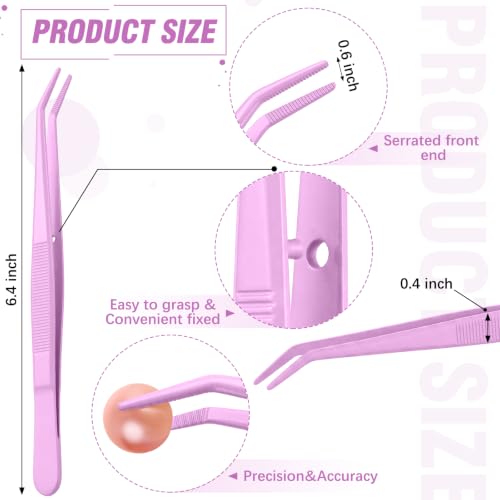 Honoson 10 Pcs Stainless Steel Tweezers for Crafting Forceps,Purple - color: Purple