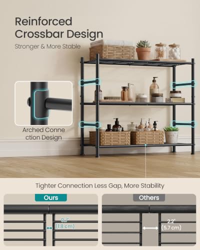 SONGMICS 3-Tier Storage Rack, Steel Wire Shelving Unit, Easy Assembly - size: 31.5"W, style: 3-Tier