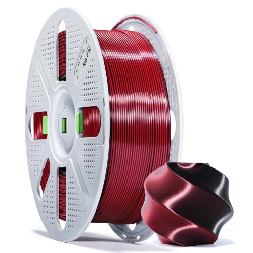 Black Red Silk PLA, Pre-Dried Filament with Reusable Spool - color: Silk Dual Black Red With Spool, size: With Spool