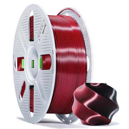 Black Red Silk PLA, Pre-Dried Filament with Reusable Spool - color: Silk Dual Black Red With Spool, size: With Spool