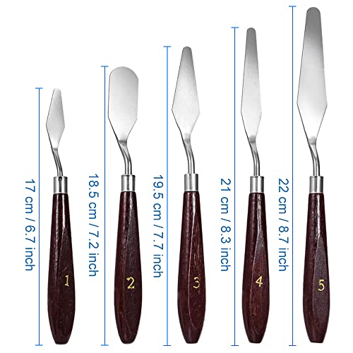 MMOBIEL 5Pcs 3D Printer Accessories 3D Print Removal Tool Shovel Tool Set, Stainless Steel 3D Printer Spatula Palette Knife with Sturdy Wooden Handle to Remove Models from 3D Printers