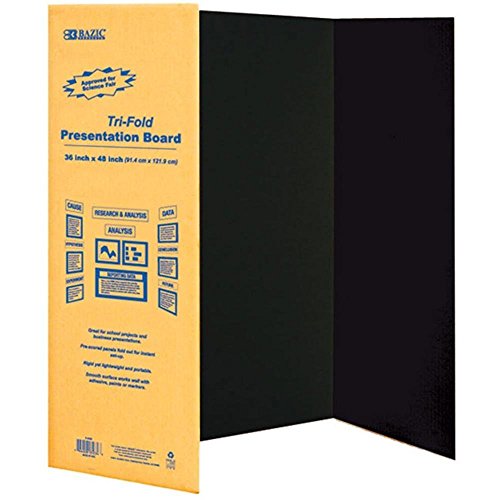 BAZIC Products Black Tri-Fold Poster Board, 36 x 48 in, 4-Pack - color: Black, size: 4-Pack