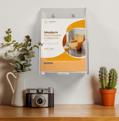 FUCDTEFC Acrylic Brochure Holder 8.5x11 & 4 x9 Inches, Clear 4 Tier Magazine Holder Brochure Display Stand w Removable Divider, Literature Pamphlet Flyer Holder for Wall Mount or Countertop - size: 4-Tier Brochure Holder