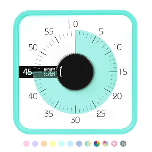 TWENTY5 SEVEN 7.5-Inch Visual Timer, Battery-Free 60-Minute Countdown Clock - color: Mint Green