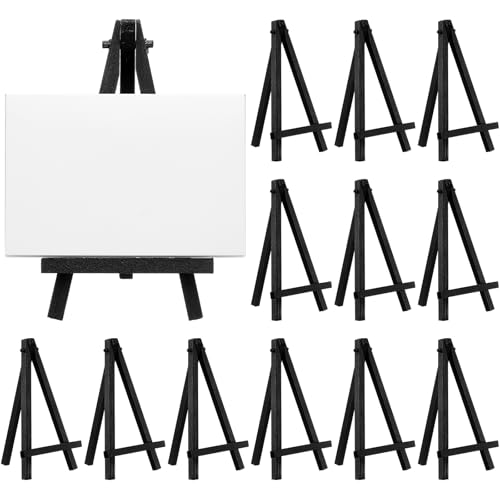 Chuangdi 12 Pcs 6.3 Inch Black Mini Easel Stands Wood Display Easel - size: 6.3 Inch