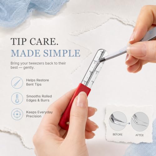 Cryslora Craft Tweezers, Precision Tweezers with Pouch for Stickers 2 Pcs - color: Silver