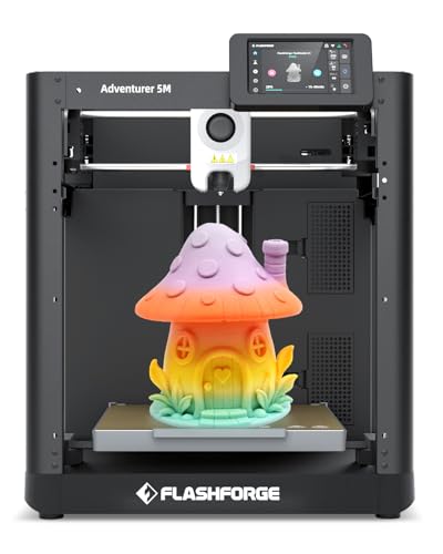 FLASHFORGE Adventurer 5M 3D Printer High Speed Max 600mm/s with Auto Leveling, 3-Second Nozzle Change, 220×220×220mm Printing, 280°C Direct Drive for Kids/Beginners/Home - color: AD5M