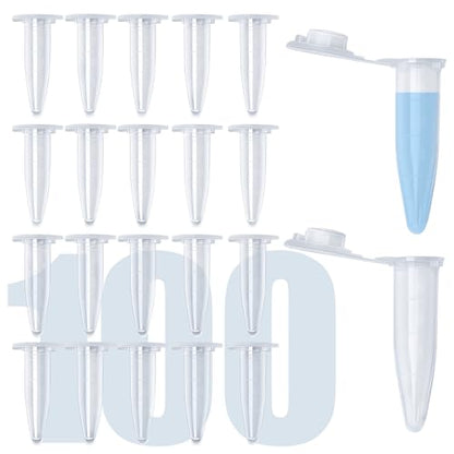 100Pcs 0.5ml Conical Centrifuge Tubes with Snap Cap, Small Sterile Microcentrifuge Tube Test Vials Plastic Sample Storage Container for Lab - size: 0.5ML-100PACK