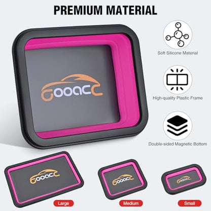 GOOACC 3 Sizes Collapsible Magnetic Parts Tray Set Pink - color: Pink